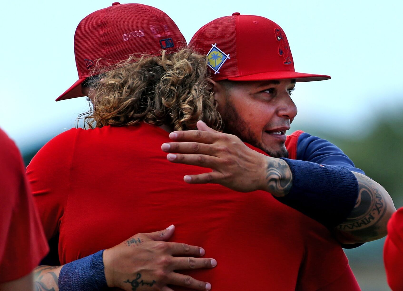 St. Louis Cardinals catcher Yadier Molina arrives on day 8 of team workouts in Jupiter